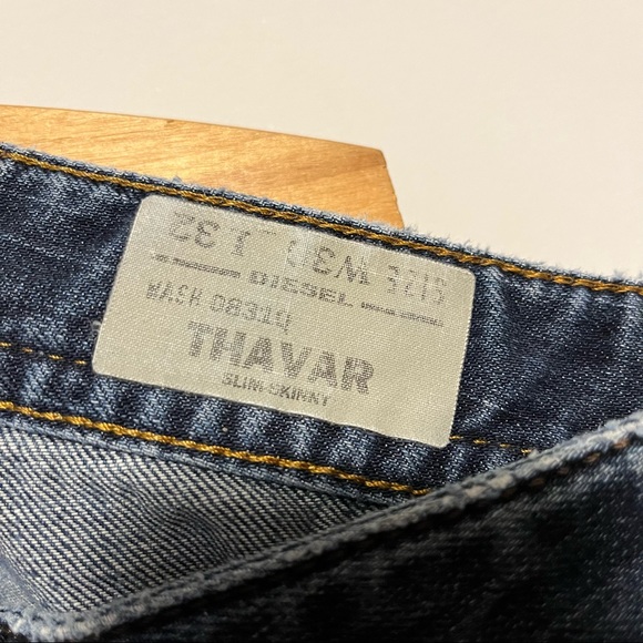 Diesel Industry Medium Wash Denim Jeans Slim Skinny Contrast Embroidery W36 L32 - Picture 5 of 12